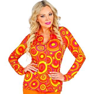 👉 Damesshirt oranje gele active vrouwen Mooi met en kringen jaren 70 8003558093205