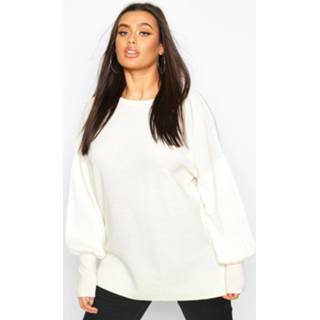 👉 Ballon vrouwen cream Plus Oversized Balloon Sleeve sweater,