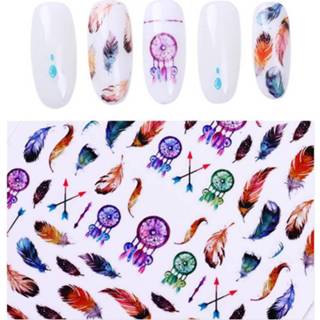 👉 Dagboek NICOLE 12 Vellen Dromenvanger 3D Nail Sticker Gradiënt Veer Art Lijm Transfer 8720071081914