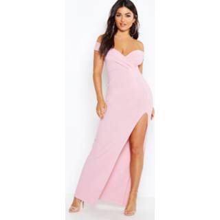 👉 Maxi dres rose vrouwen Wrap Top Off Shoulder Dress,