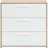 Ladekast wit spaanplaat Beige#Wit Oslo 3 lades - eikenkleur/wit 79x80x40 cm Leen Bakker 3480940285779