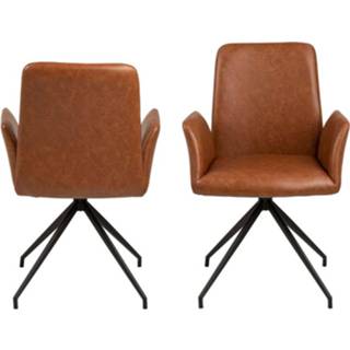 👉 Eetkamerstoel lederlook bruin Naro - cognac Leen Bakker 5713941069092