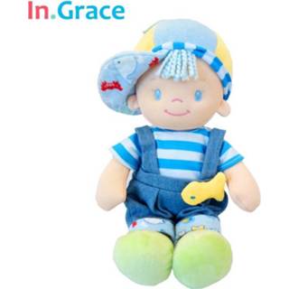 👉 Hoed blauw pluche baby's In. Graceleuke baby speelgoed gevulde slapen kalm poppen met vis kawaii geboren 30 CM 8720034514800