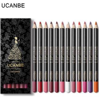 👉 Potlood houten fluwelen UCANBE 12 stks/set Multi-color Matte Contour Lip Liner Rouge Waterdichte Pen Make Blijvende Lippen 8720049619040