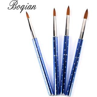 👉 Borstel blauw acryl BQAN 1 stks Kolinsky Brush Nail Art Metal Crystal #8 #10 - 8 8720047685566