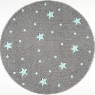 👉 Tapijt zilvergrijs turkoois jongens kinderen LIVONE Kids Love Rugs Heaven rond zilvergrijs/mint 133 cm - Turquoise 758198332839