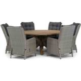 👉 Tuinset wicker Half Round Grey dining sets grijs-antraciet Garden Collections Kingston/Sand City 160 cm rond 7-delig