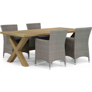 👉 Tuinset wicker Half Round Grey dining sets grijs-antraciet Garden Collections Dublin/Oregon 200 cm 5-delig