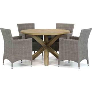 👉 Tuinset wicker Half Round Grey dining sets grijs-antraciet Garden Collections Dublin/Sand City 120 cm rond 5-delig