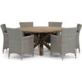 👉 Tuinset wicker Half Round Grey dining sets grijs-antraciet Garden Collections Dublin/Sand City 160 cm 7-delig