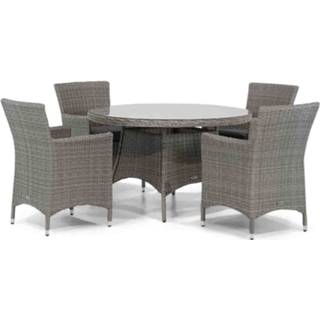 👉 Tuinset wicker Half Round Grey dining sets grijs-antraciet Garden Collections Dublin/Aberdeen 120 cm rond 5-delig