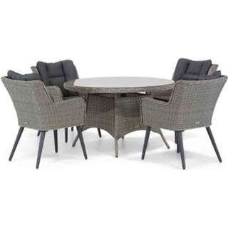 👉 Tuinset wicker Half Round Grey dining sets grijs-antraciet Garden Collections Boston/Aberdeen 120 cm rond 5-delig