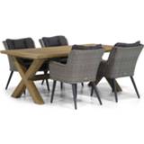 👉 Tuinset wicker Half Round Grey dining sets grijs-antraciet Garden Collections Boston/Oregon 200 cm 5-delig