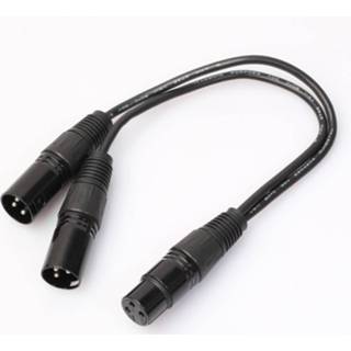 👉 Audio connector zwart active vrouwen mannen 30cm 3-pins XLR CANNON 1 female naar 2 male adapterkabel voor microfoon / audioapparatuur (zwart) 6922569758649