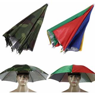 Draagbare 55 cm Zonnescherm Lichtgewicht Camping Vissen Wandelen Festival Outdoor Parasol Opvouwbare Cap - Camo