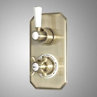 👉 Douchekraan goud messing klassiek thermostaatkraan elizabeth Thermostatisch Inbouw 2-Weg met Omstel Geborsteld | 5051752867347