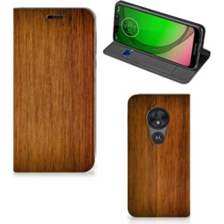 👉 Portemonnee hout Motorola Moto G7 Play Book Wallet Case Donker 8720215779745