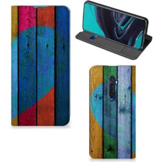 👉 Portemonnee OPPO Reno2 Book Wallet Case Wood Heart 8720215934755