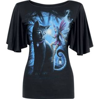 👉 Shirt T-Shirt meisjes zwart Spiral Cat And Fairy Girls 5055800644614