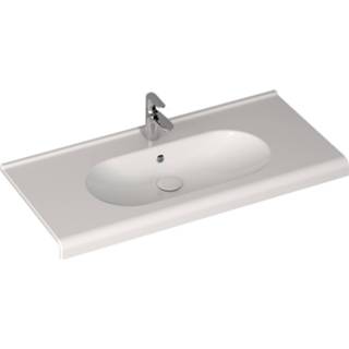 👉 Wastafel wit keramisch Sanicare Q9 Inclusief Kraangat en Overloop 100x47cm (exclusief meubel) 8719304240655