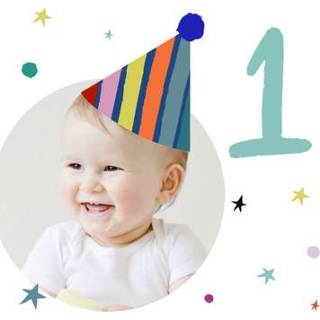 👉 Verjaardagskaart wit | 1 jaar met eigen foto