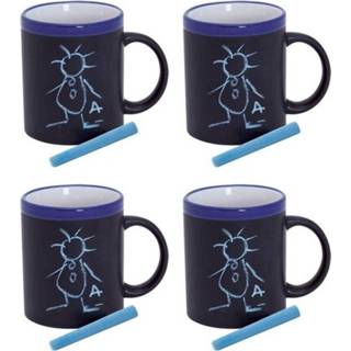 👉 Mok blauw 4x Krijt mokken in het - beschrijfbare koffie/thee mok/bek