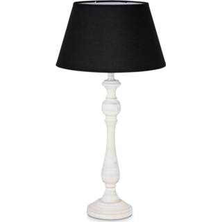 Tafellamp wit zwart kunststof Home sweet Step 49 cm rond met lampenkap Largo - 8718808207300