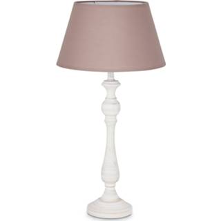 👉 Tafellamp wit kunststof Home sweet Step 49 cm rond met lampenkap Largo - taupe 8718808207294