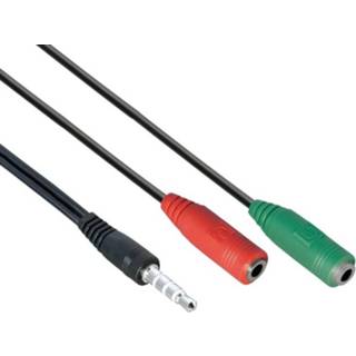 👉 Adapter kabel m active zwart 3,5mm Jack TRRS OMTP Adapterkabel 1x 4-polig (M) - 2x (F) 0,2m 4012386014676