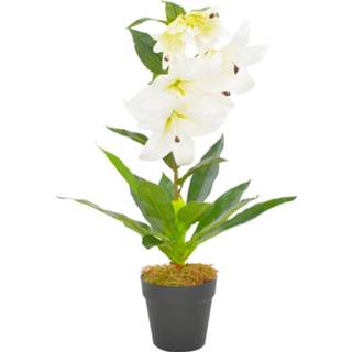 👉 Kunst plant active wit Kunstplant met pot lelie 65 cm 8719883553238