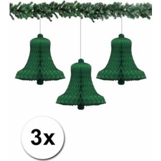 👉 Papier active groene 3 kerstklokken van 50 cm