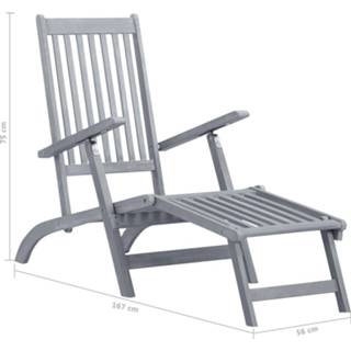 👉 Ligstoel met voetensteun massief acaciahout greywash