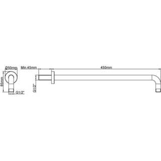 👉 Active Wiesbaden gebogen douche-arm rond muur. 45cm | Geborsteld koper 8719956083525