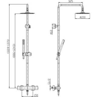 👉 Thermo statische kraan RVS active zwart Wiesbaden 304 douche-opbouwset thermostatische | Mat-zwart 8719956083372