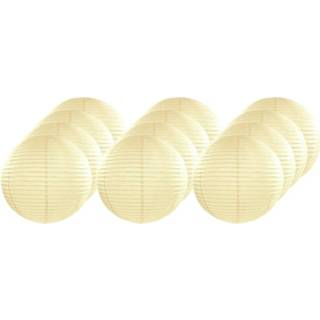👉 Lampion 12x Ivoorkleurige lampionnen rond 25 cm