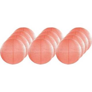 👉 Lampion roze 12x Zalm lampionnen rond 25 cm