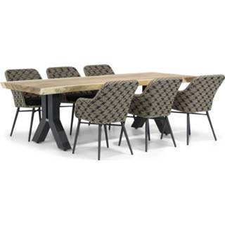 👉 Tuinset wicker Mixed Black-Taupe dining sets zwart-wit Lifestyle Crossway/Woodside 240 cm 7-delig