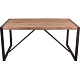 👉 Eettafel zwart Metaal#Acaciahout bruin Eetkamertafel Osani - naturel/zwart 76x160x90 cm Leen Bakker 4055195118166