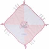 👉 Knuffeldoek roze polyester katoen wit Saro knuffeldoekje met lusjes en knoopjes konijn 30 x cm 8719817556465