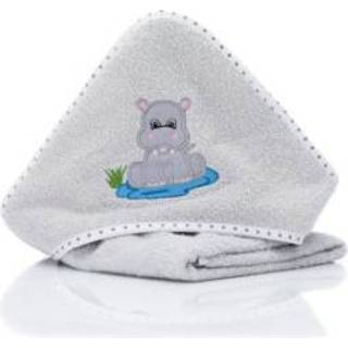 👉 Fillikid Handdoek met capuchon Nijlpaard grijs 75x75 cm