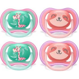 👉 Speen roze silicoon meisjes Philips Avent Ultra Air SCF349/12 vanaf 18 maanden 4 stuks Giraf / Wasbeer - Roze/lichtroze