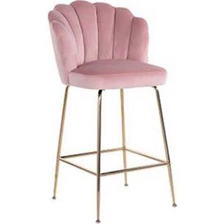 👉 Barstoel roze goud polyester active standaard Pippa roze/goud velvet