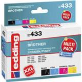 👉 Zwart cyaan magenta geel Edding Cartridge Compatibel 4-pack Zwart, cyaan, magenta, EDD-433 Multi 4 Brother LC980bk+colREMAN 18-433 4043023365417