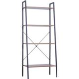 👉 Boekenkast zwart hout active HOMCOM met 4 planken vintage look hout/zwart 60 x 35 145 cm 4250871267101