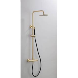 👉 Regendouche set goud Opbouw Boss & Wessing Gold Pro Thermostatisch Staaf Handdouche Mat 30 cm 8719304702634