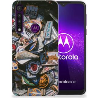 👉 Siliconen hoesje Motorola One Macro met foto Badges 8720215084511