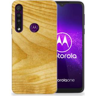 👉 Bumper hoesje hout Motorola One Macro Licht 8720215204889