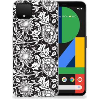 Zwart XL Google Pixel 4 TPU Case Black Flowers 8720215419733