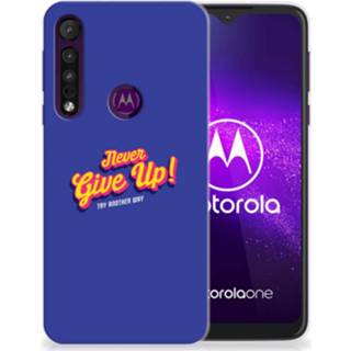 👉 Siliconen hoesje Motorola One Macro met naam Never Give Up 8720215891355