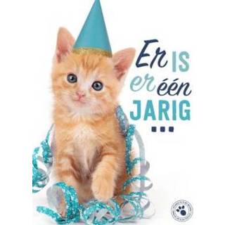 👉 Verjaardagskaart blauw | Studio Pets Er is een jarig